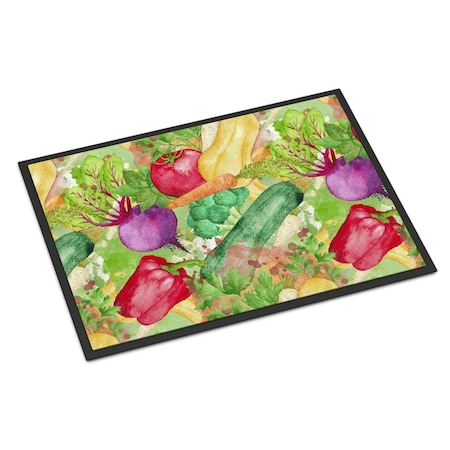 Carolines Treasures Watercolor Vegetables Farm to Table Indoor or Outdoor Mat, 24 x 36 in. BB7572JMAT